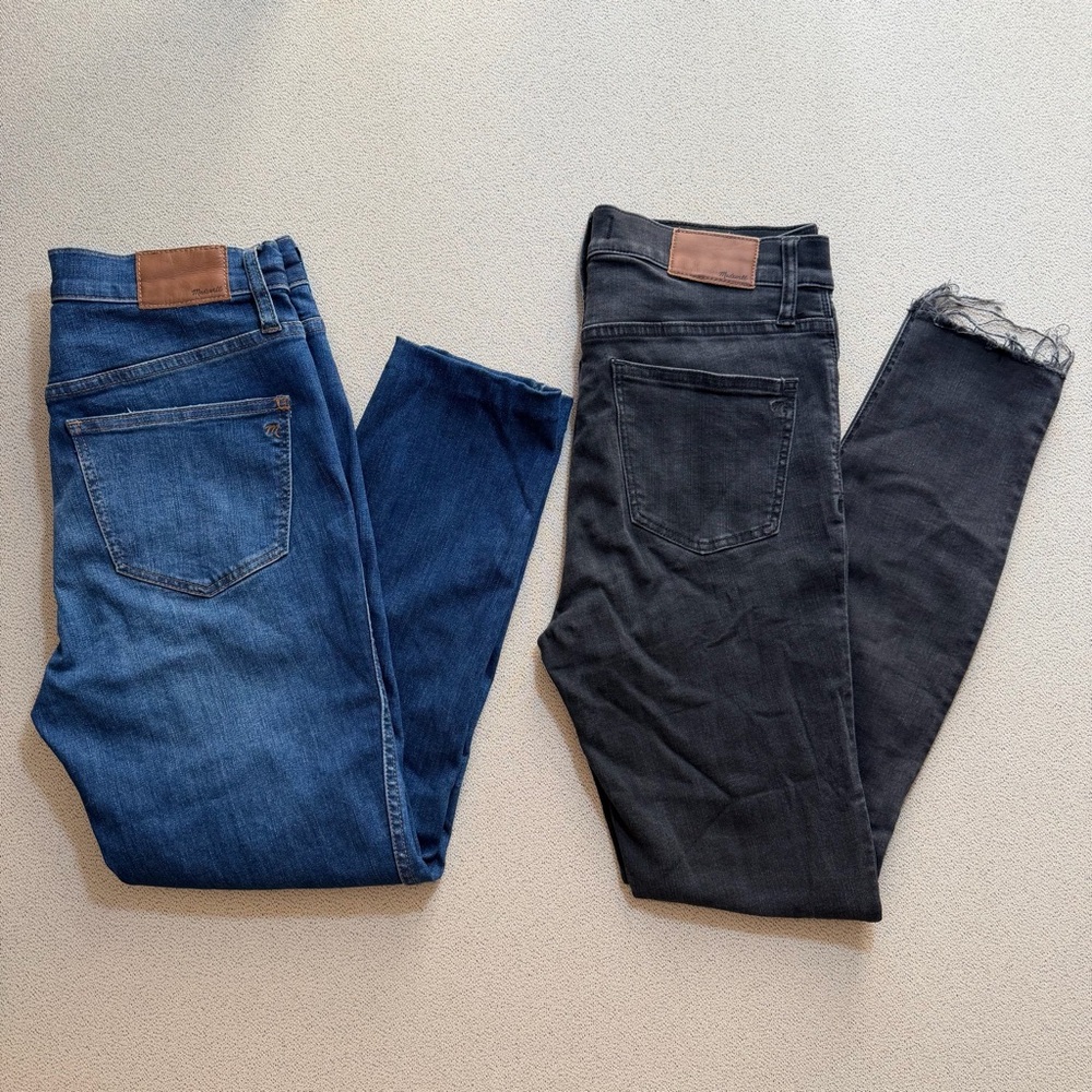 Madewell Women’s 27 High Rise Skinny Stretch Drop Hem Distressed Jeans Lot of 2‎